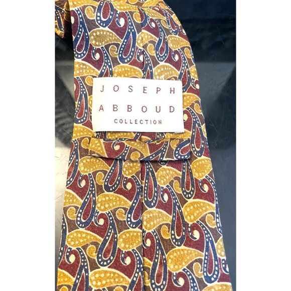 Michael Abboud Collection Gold/Brown Paisley 100% Silk Men’s Neck Tie - Picture 6 of 9